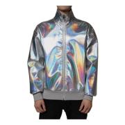 Iridescent Bomberjack met Logodetails Dolce & Gabbana , Gray , Heren