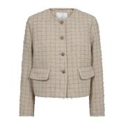 Klassieke Boucle Jas in Zand Co'Couture , Beige , Dames