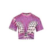 Optische Illusie Logo Print T-Shirt Paco Rabanne , Pink , Dames