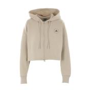 Beige Cropped Hoodie met Logo Print Adidas by Stella McCartney , Beige...