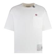 Katoenen Crew-neck T-shirt met Logo Print Mihara Yasuhiro , White , He...