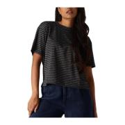 Blauwe Lurex Rib Stripe Top Summum Woman , Blue , Dames