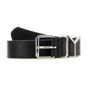 Klassieke Zwarte Leren Riem Y/Project , Black , Dames