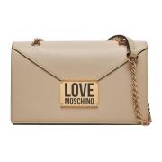 Stijlvolle Dames Schoudertas Love Moschino , Beige , Dames