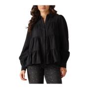 Elegante Zwarte Blouse voor Vrouwen Y.a.s , Black , Dames