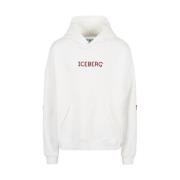 Witte Hoodie Sweatshirt Katoen Regular Fit Iceberg , White , Heren