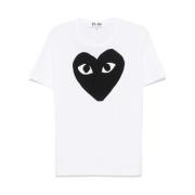 Logo Print T-shirt in Wit Comme des Garçons Play , White , Heren