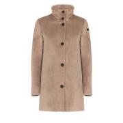 Beige Fluwelen Jas met Capuchon RRD , Beige , Dames