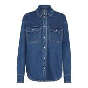 Denim Shirt met Grote Borstzakken Kaffe , Blue , Dames