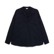 Katoenen V-hals Blouse met Kraag Dries Van Noten , Blue , Dames