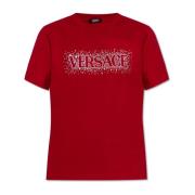 T-shirt met logo Versace , Red , Dames