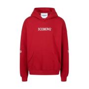 Sweatshirt met capuchon en bedrukt logo Iceberg , Red , Heren