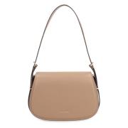 Leren Crossbody Tas met Magnetische Flap Michael Kors , Beige , Dames