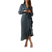 Groene Satijnen Maxi Jurk Notre-v , Blue , Dames