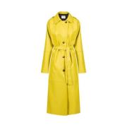 Leren trenchcoat met geborduurd patchdetail Iceberg , Yellow , Dames