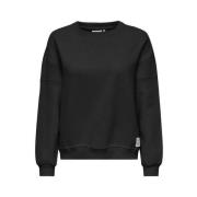 Zwarte Zip Sweater met O-Neck Only , Black , Dames