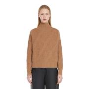 Argyle Cashmere Blend Sweater Max Mara , Brown , Dames