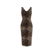 Jurk met dierenprint Dolce & Gabbana , Brown , Dames