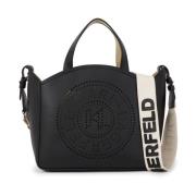 Tote S Zwart Cirkelvormig Geperforeerd Logo Karl Lagerfeld , Black , D...