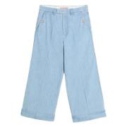 Heldere Blauwe Denim Cropped Broek Valentino Garavani , Blue , Heren