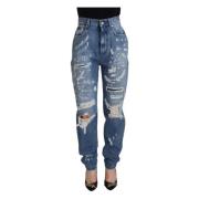 Versleten Denim Jeans - Indigo Essence Dolce & Gabbana , Blue , Dames