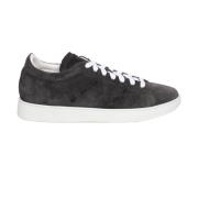 Suède Leren Sneakers Rubberen Zool Italië Kiton , Gray , Heren