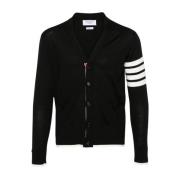 Fijne Merino 4 Bar Cardigan Thom Browne , Black , Heren