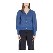 Blauwe Gebreide Vest Dames Herfst/Winter Collectie Vila , Blue , Dames