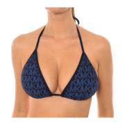 Bikini Top met Driehoekige Vorm en Logo Michael Kors , Blue , Dames