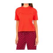 Korte mouwen ronde hals t-shirt Calvin Klein , Red , Dames