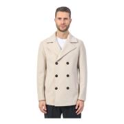 Beige Double-Breasted Jas met Zakken Mulish , Beige , Heren