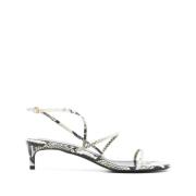 Beige Slangeprint Sandalen Elegante Stijl Khaite , Beige , Dames