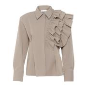 Ruche Detail Overhemdblouse Cinder Karen by Simonsen , Beige , Dames