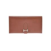 Pre-owned Leather wallets Hermès Vintage , Brown , Dames