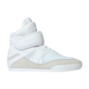 Suede Mesh High-Top Sneakers Chloé , White , Dames