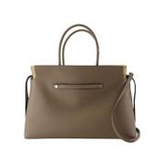 Khaki Leren Satchel Tas Tory Burch , Brown , Dames