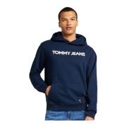 Blauwe Katoenen Hoodie Tommy Jeans , Blue , Heren