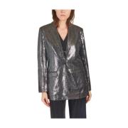 Pailletten blazer met ronde pailletten Second Dames , Black , Dames