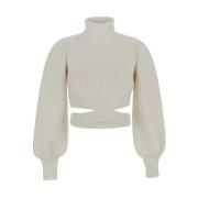 Stijlvolle Cropped Sweater Andrea Adamo , Beige , Dames