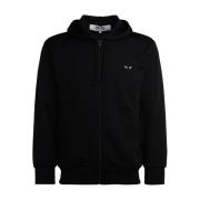 Zwarte hoodie met hartlogo rits Comme des Garçons Play , Black , Heren