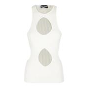 Ribgebreide Tanktop Andrea Adamo , White , Dames