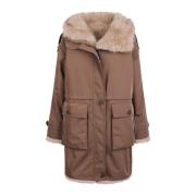 Omkeerbare Bont Trim Parka Urbancode , Brown , Dames