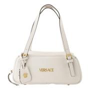 Witte leren bowlingtas Lente-Zomer 2025 Versace , White , Dames