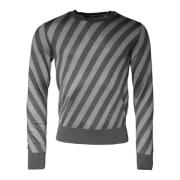 Gestreepte Zijden Pullover Trui Grijs Dolce & Gabbana , Gray , Heren