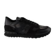 Zwarte leren Rockrunner sneakers Valentino Garavani , Black , Heren