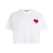 WIT Hart Logo T-Shirt Karl Lagerfeld , White , Dames