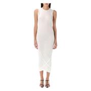 Mouwloze Gelaagde Midi Jurk Jil Sander , White , Dames