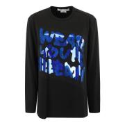 Glitter Print Longsleeve T-shirt Comme des Garçons , Black , Dames