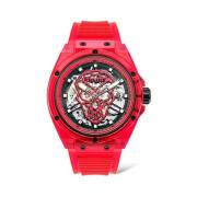 Rode Hars Quartz Analoog Horloge Police , Red , Heren