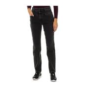 Stretch denim jeans met logodetail Armani Jeans , Black , Dames